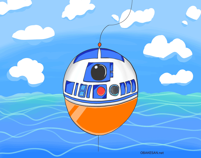 R2-D2 フィッシングルアーバージョンを考えて描いてみました